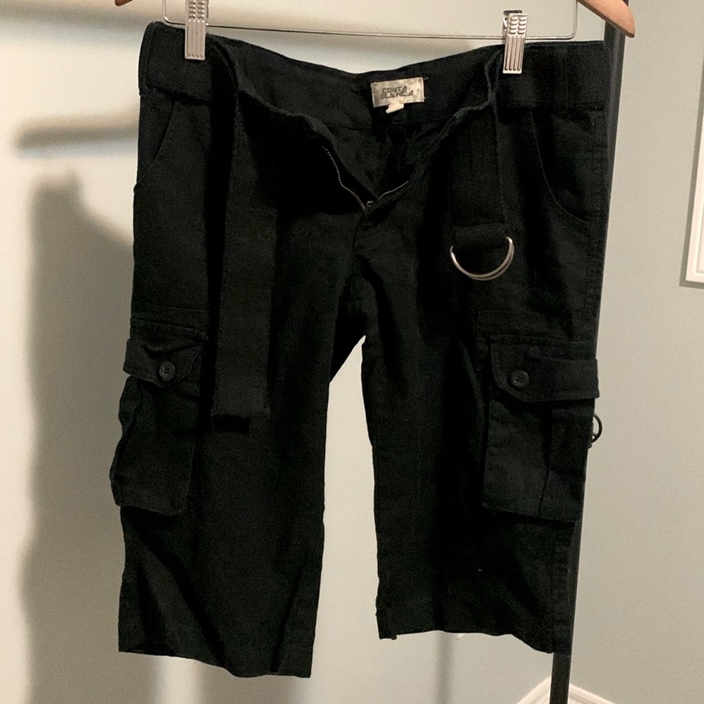 Costa Blanca Black Capri Cargo Shorts with Belt, size 4